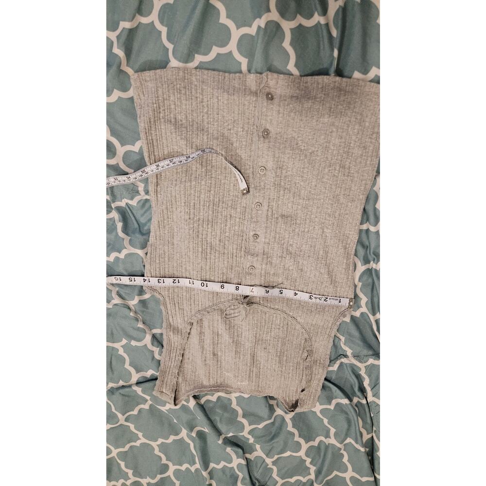 Aerie Gray Ribbed Button Front Tie Tank Top Small Petite - Picture 6 of 8